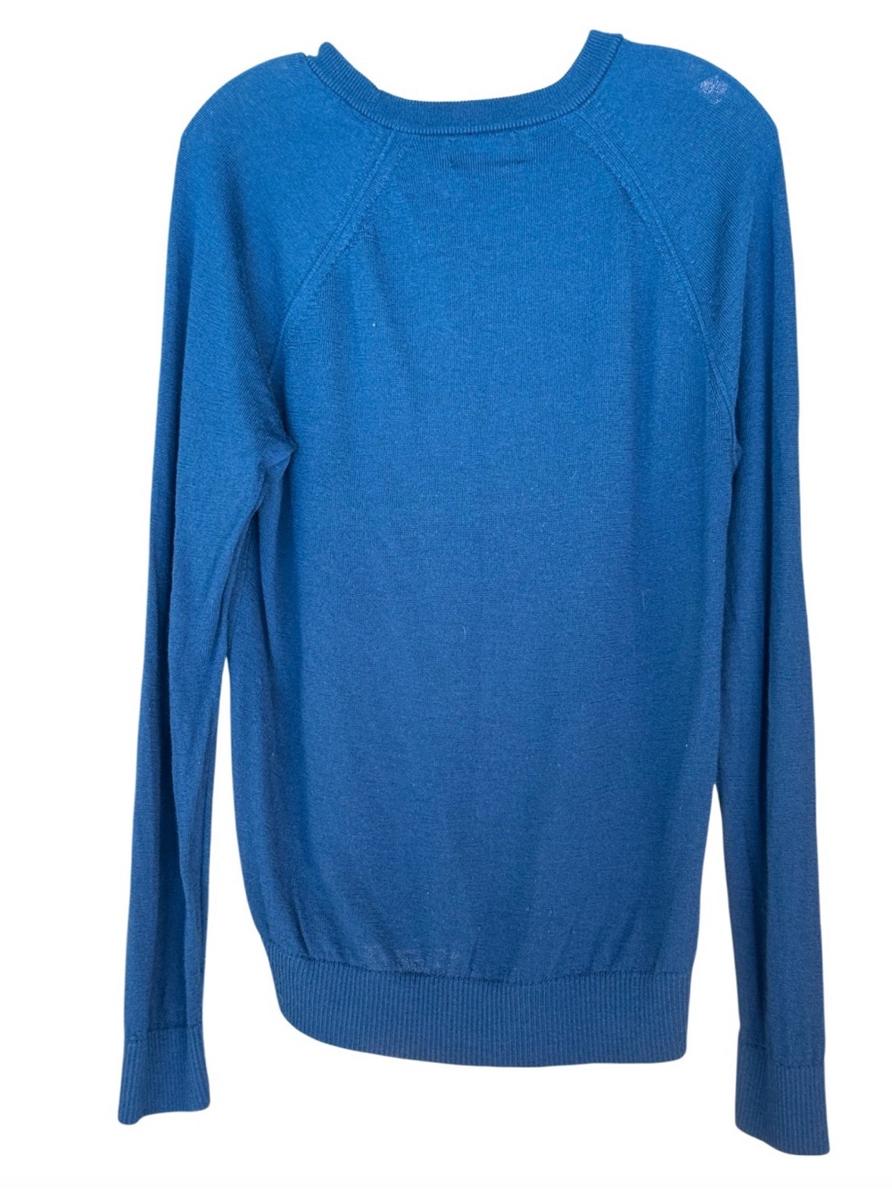 Banana Republic 100% Merino Wool Sweater M Blue Raglan Crew Neck - Picture 3 of 3